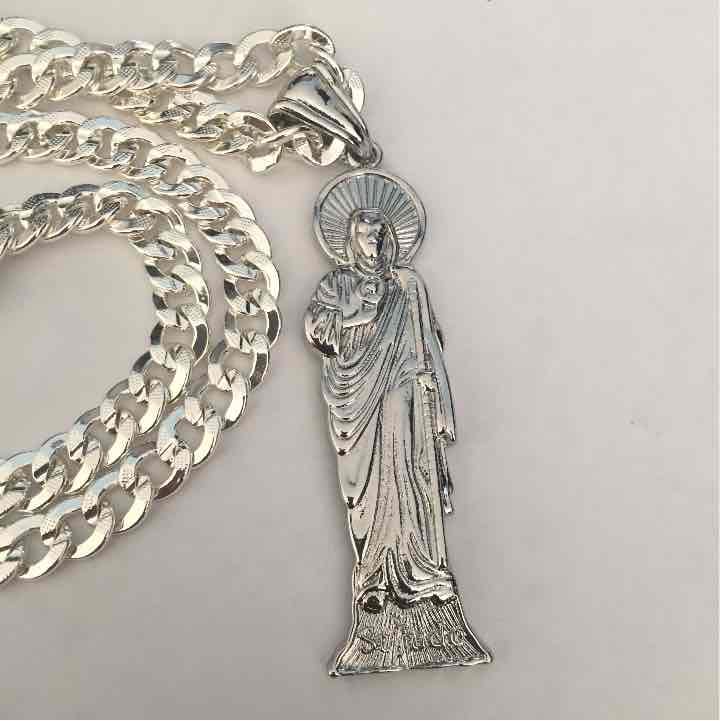 14K White Gold St Jude Necklace Pendant