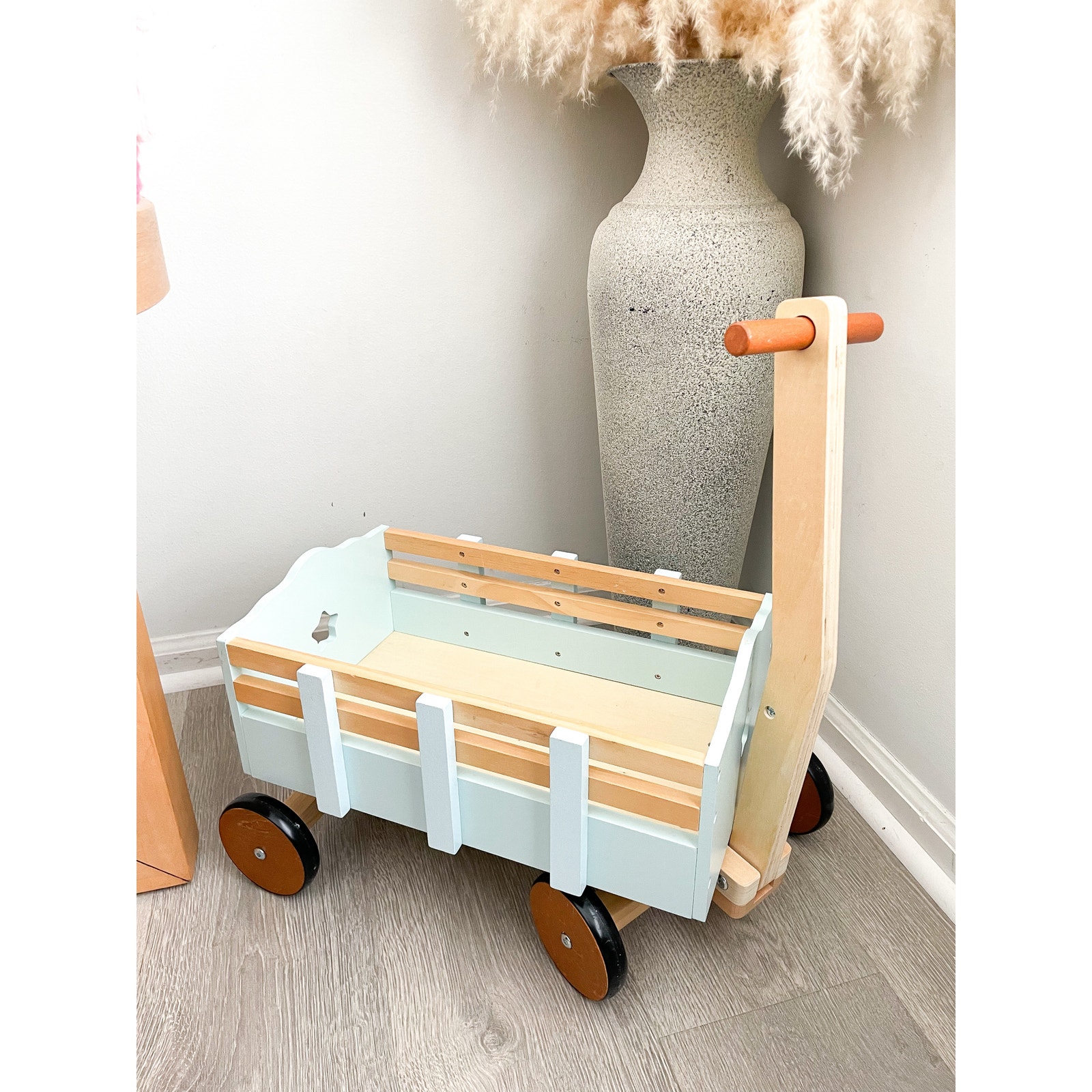 PairPear Kids Wooden Toy Wagon Baby Blue Minimalist Montessori Creative Play