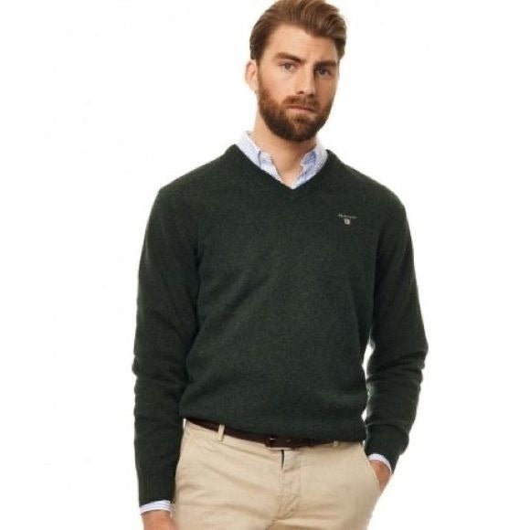 GANT Mens Sweater Palace Superfine Lambswool V-Neck Sweater M