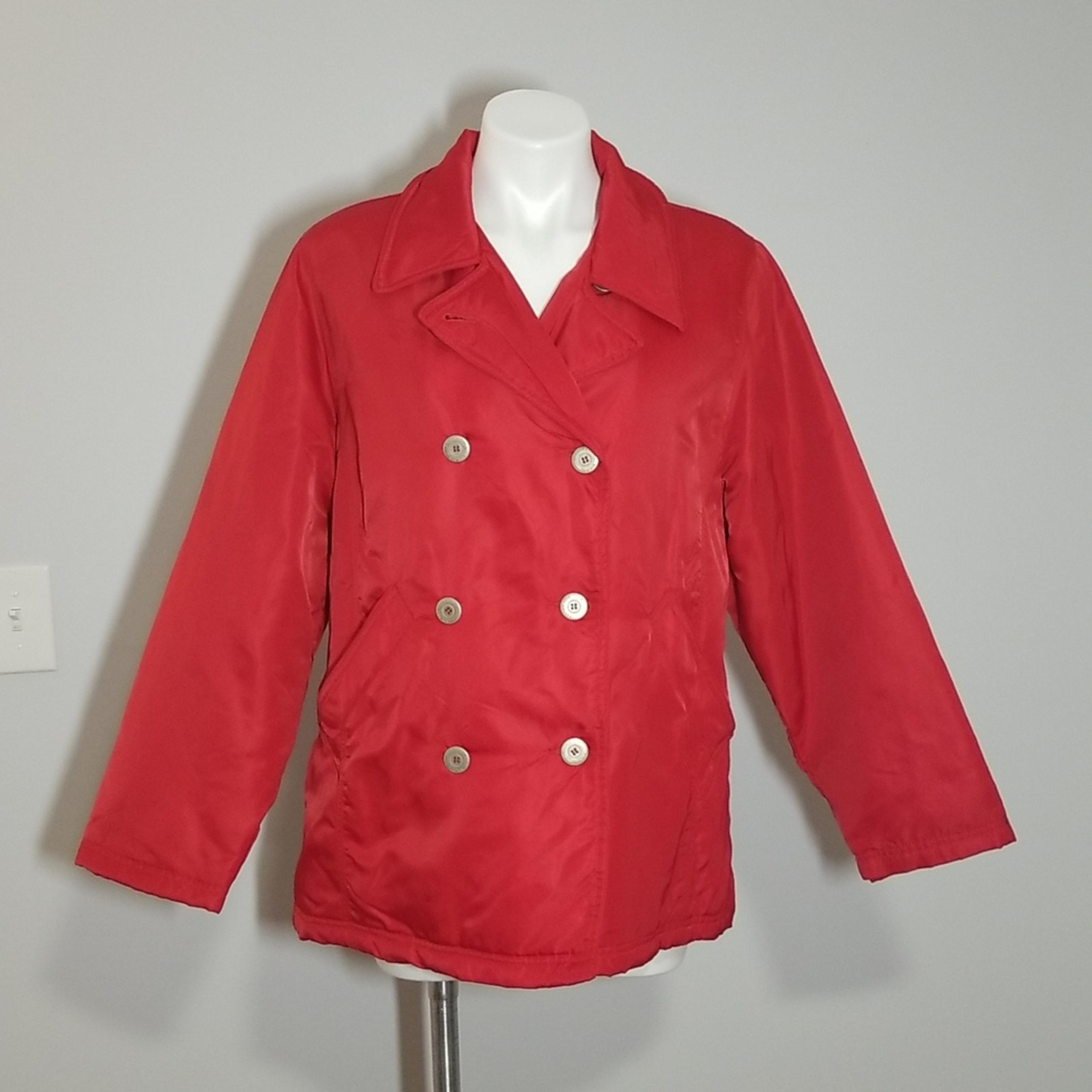 Kenneth Cole New York Red Nylon Pea Coat