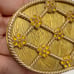 Vintage Evans Orange Rhinestone Floral Trellis Motif Mirror Powder Compact