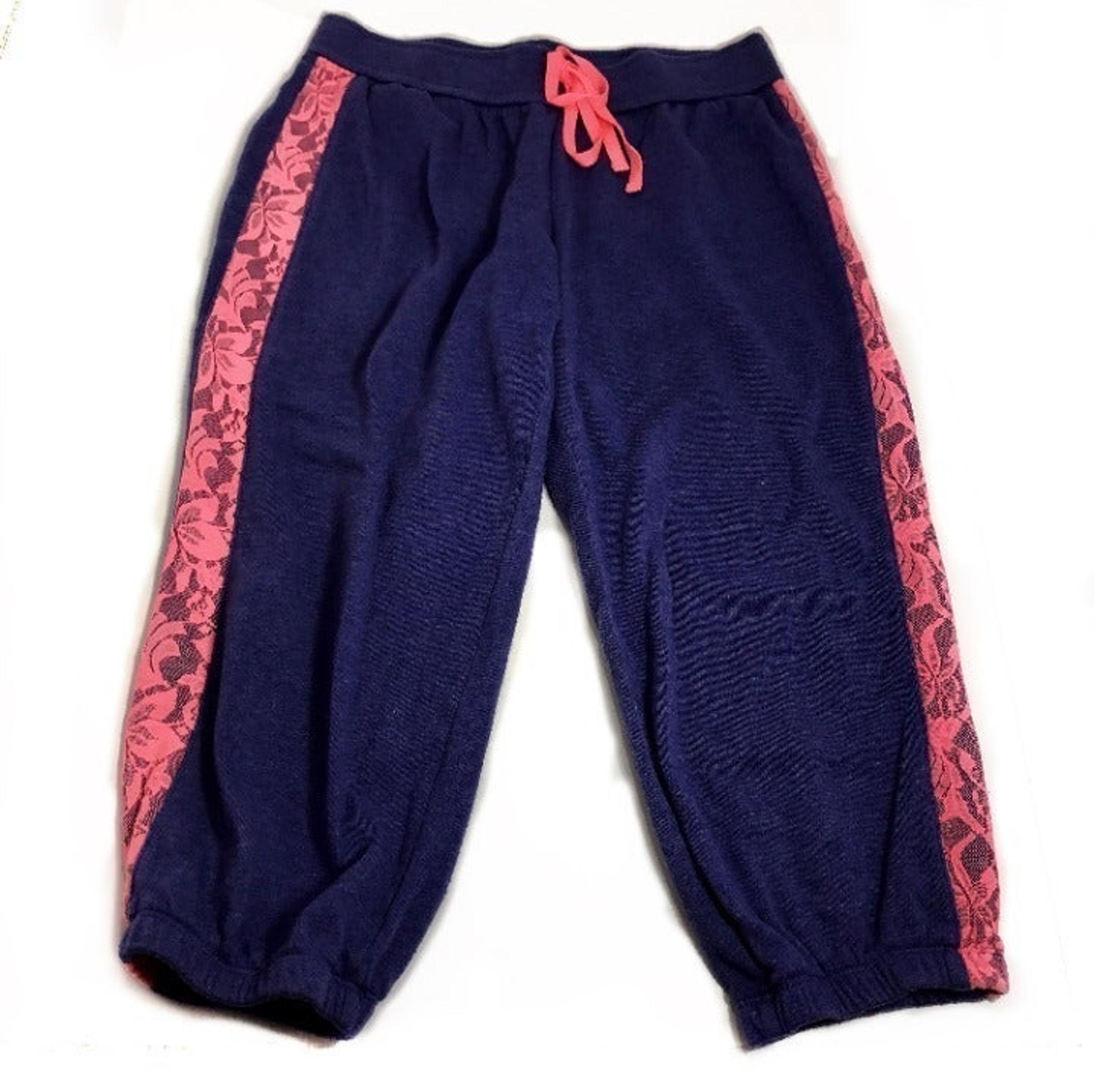 Joe Boxer Blue Capri With Pink Lacing
