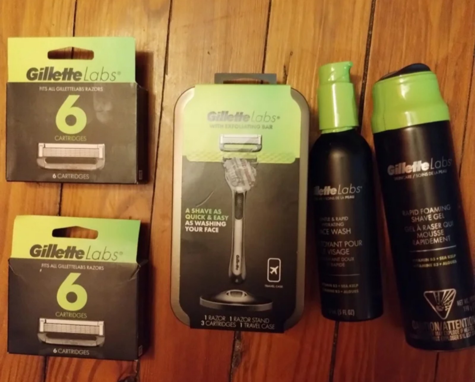Gillette Exfoliating razor with 2-#6 packs of cartridges total of #16 razor