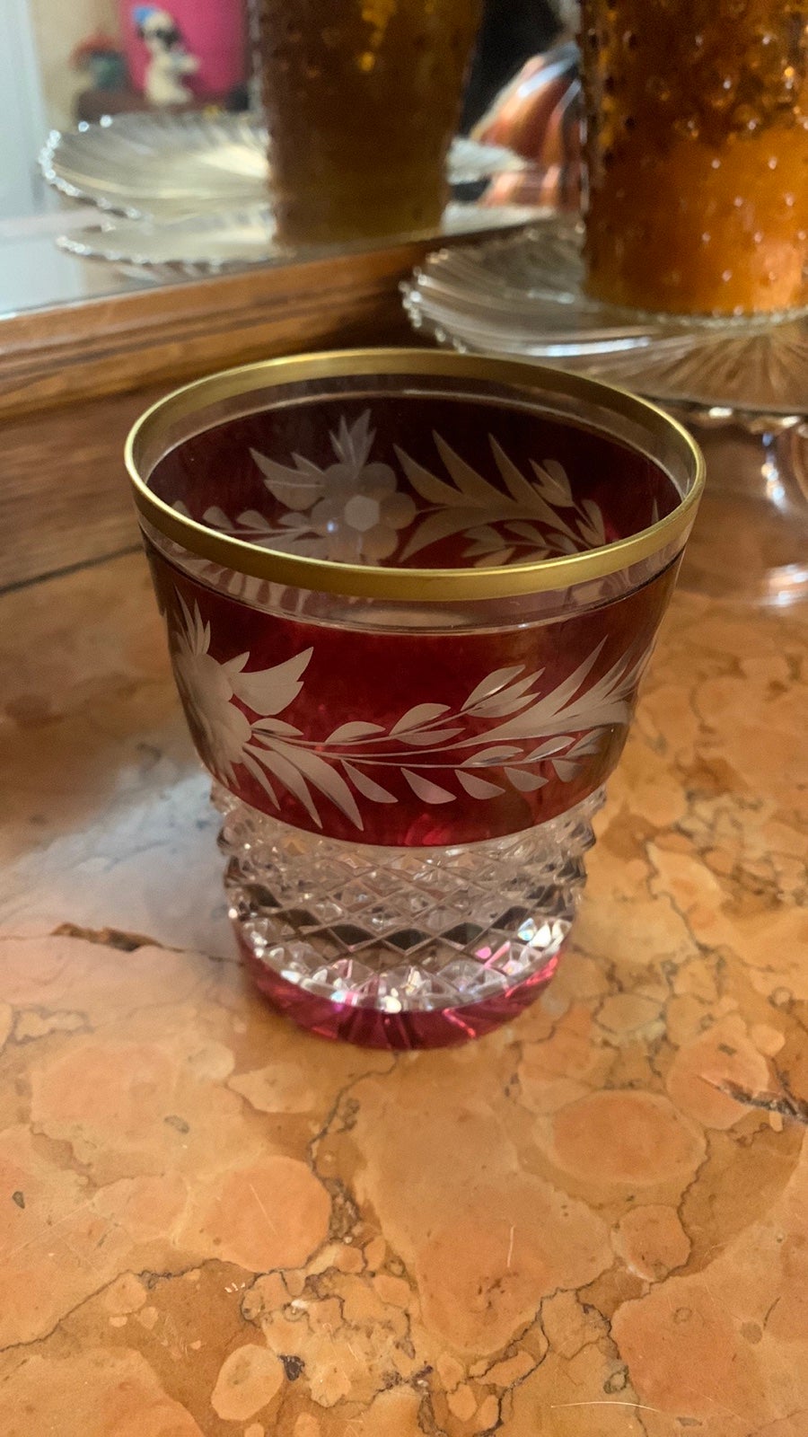 Ebeling & Reuss Ruby Cut to Clear Crystal Double Old Fashioned Glass