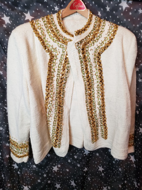 Handmade Beaded Cardigan Sweater Gold