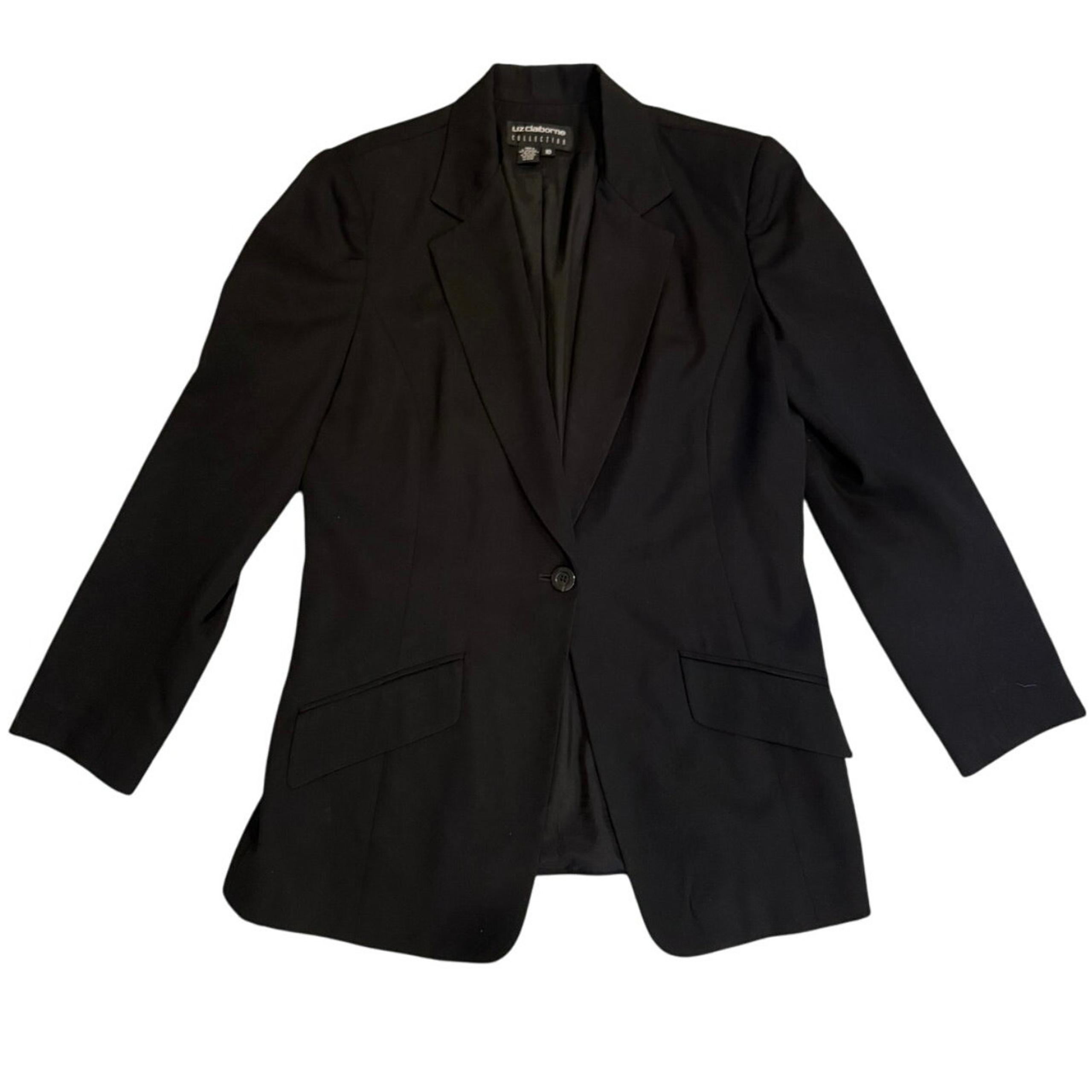 Liz Claiborne Vintage Black Blazer & Pants Suit - Size 10