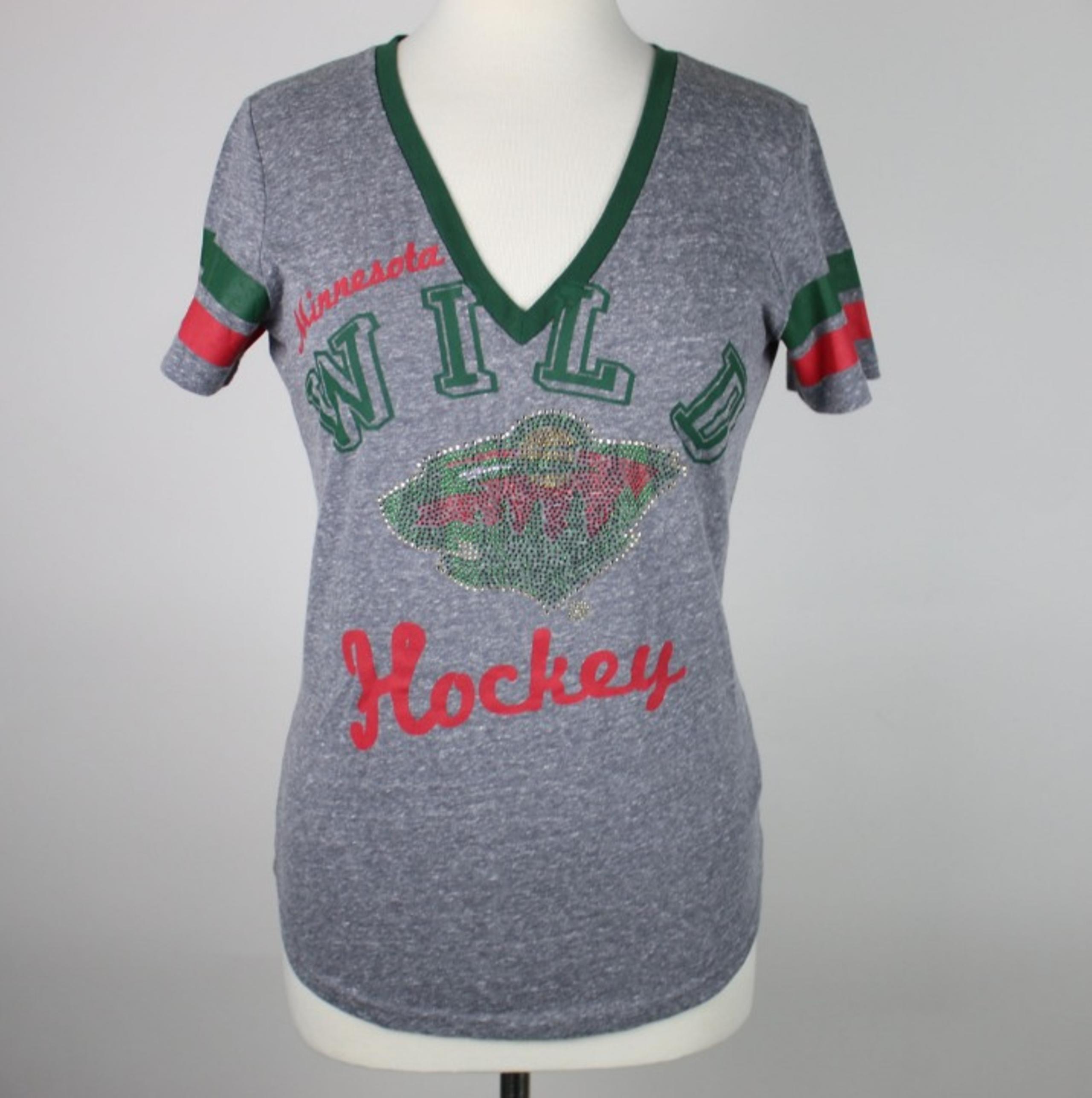 G-III 4HER Minnesota Wild Studded Shirt MEDIUM