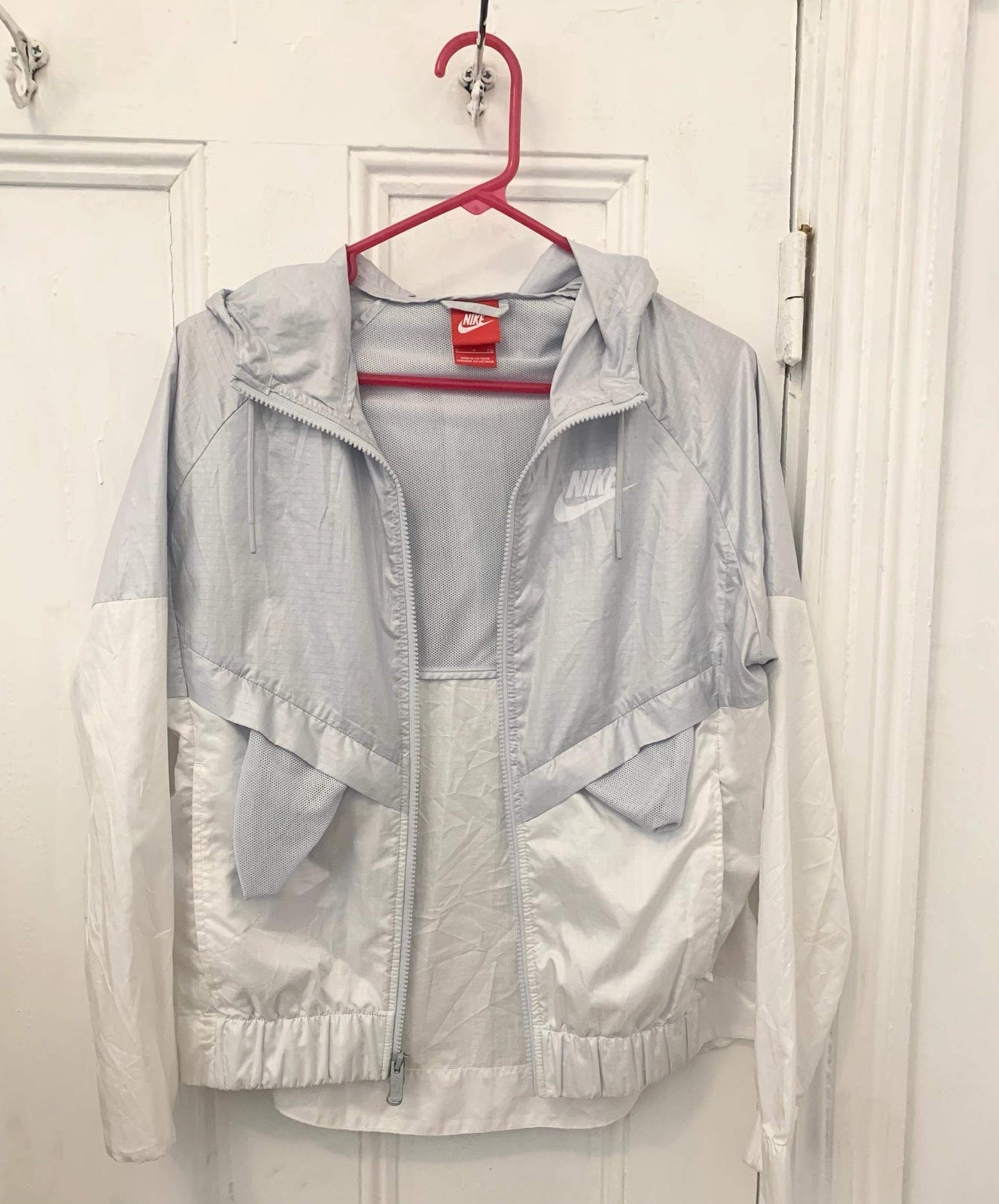 Spring Summer Rain Nike Gray Windbreaker Women Small Zip Up
