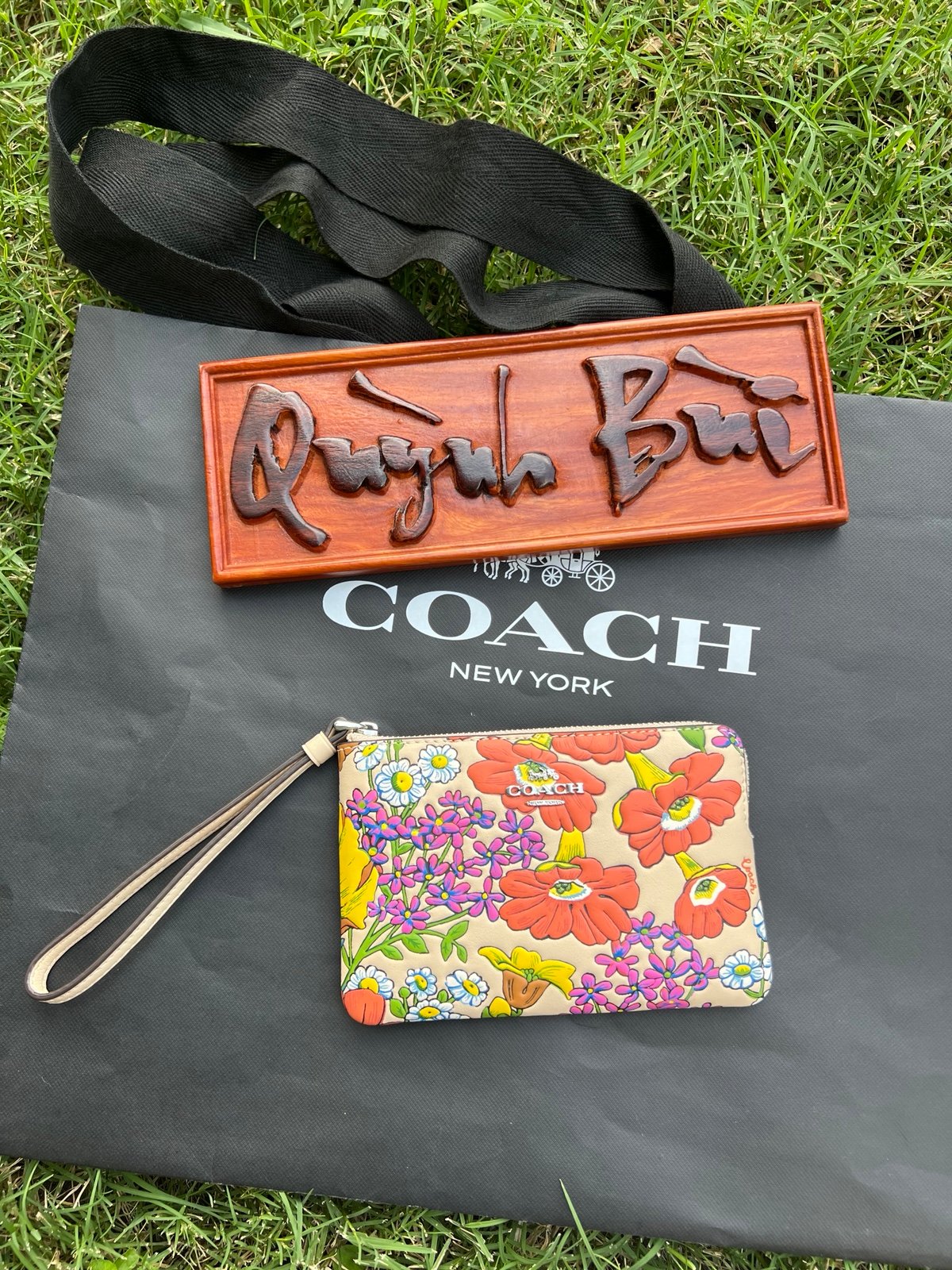 Coach Corner Zip Wristlet With Floral Print