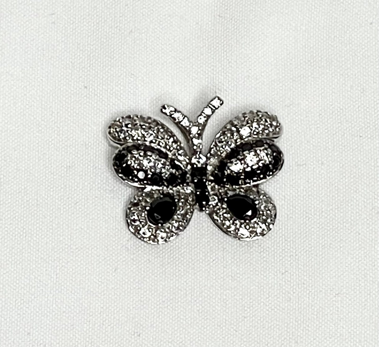 Vintage 925 MEDA Sterling Silver CZ Butterfly Pendant