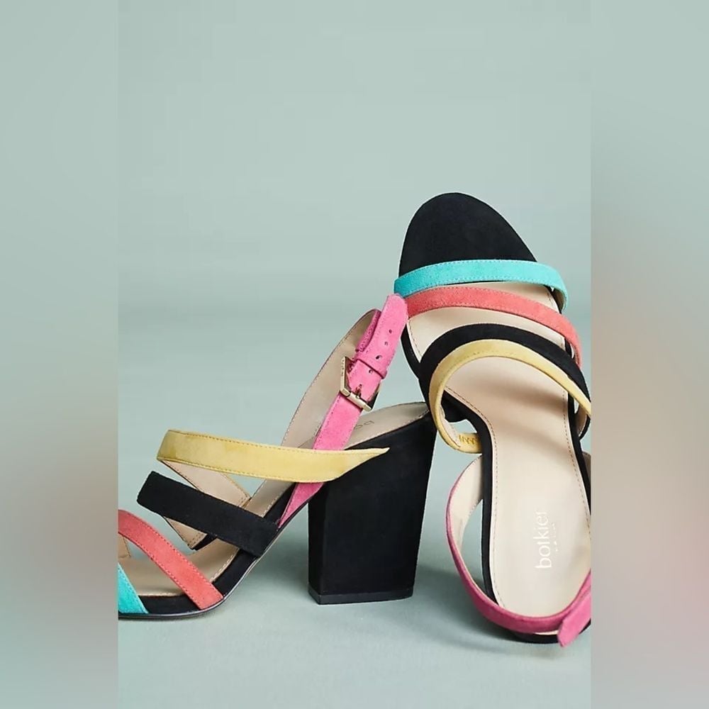 Botkier NEW Anthropologie Sera Heeled Sandals Multicolor Strappy- Size 7