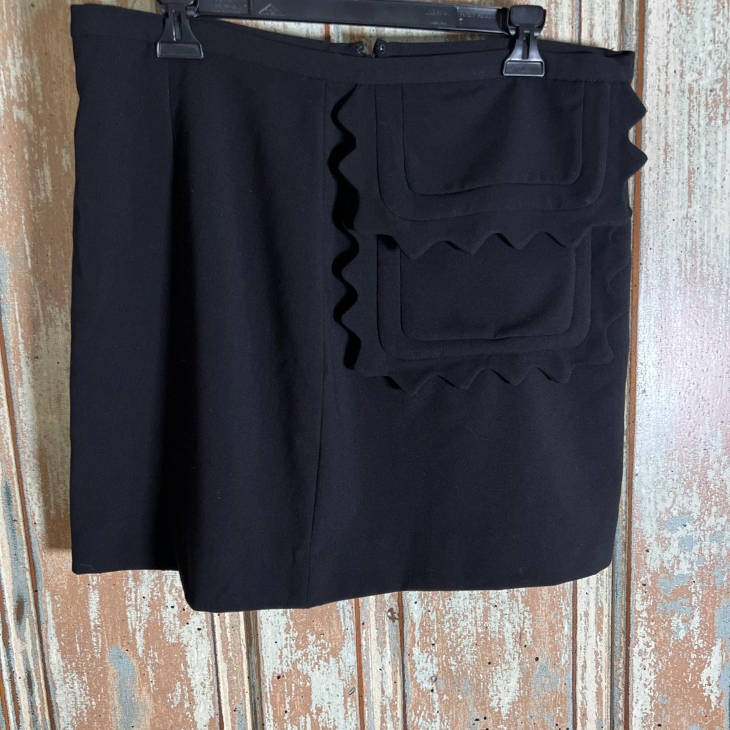 Victoria Beckham Black Scallop Trim For Target L Mini Skirt Big Pocket On Front