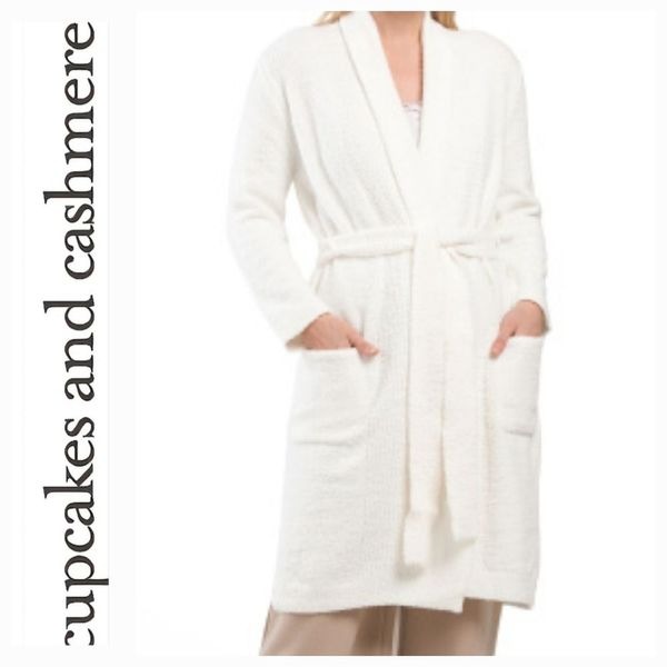 Cupcakes and Cashmere Cozy Shawl Collared Robe w/Belt- Cream