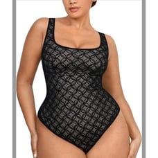 SHAPELLX Size 2XL Lace Body Suits for Women Tummy Control Black Shapewear Bodysu