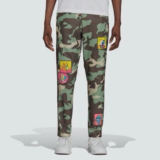 (Sz. M) Adidas Originals x Jeremy Scott Track Pants Green Camo Multicolor