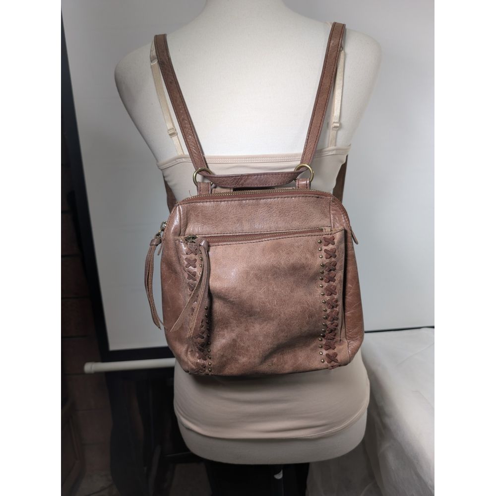 The Sak Loyola Leather Convertible Mini Backpack Crossbody Western Embossed Tan