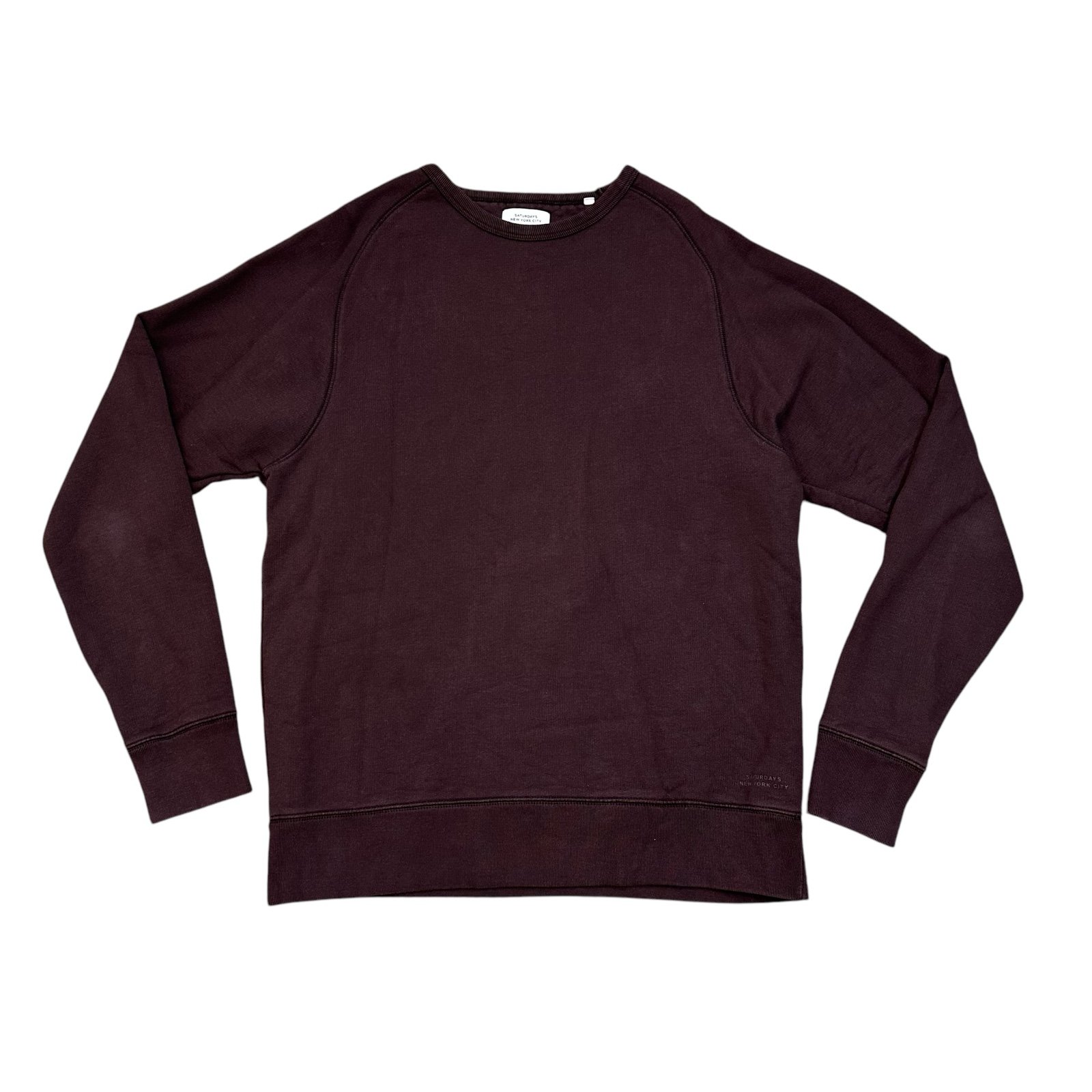 Saturdays NYC Burgundy Loop Back Crewneck Raglan Sweatshirt Size L