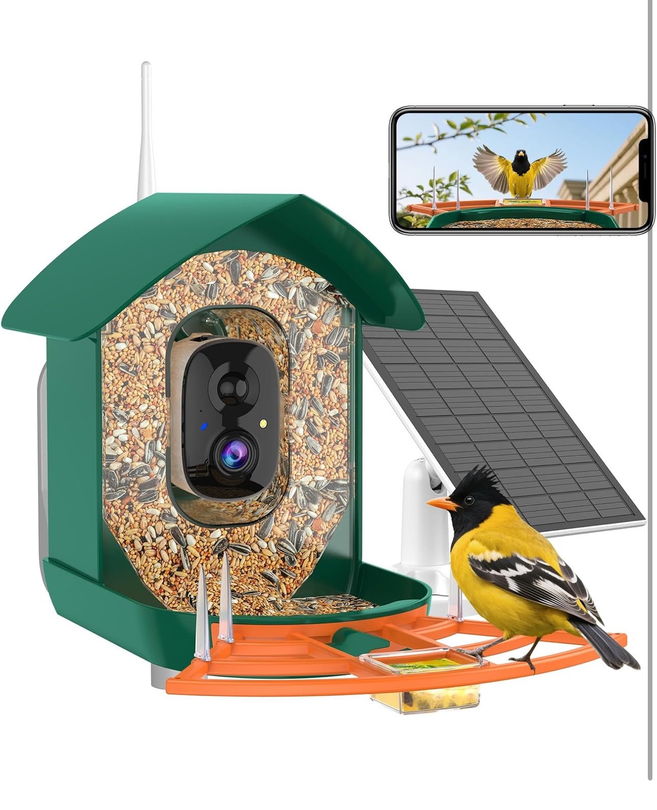 Bird Feeder with Camera,WiFi Smart Bird House with Cam Solar Powered for Outdoor
