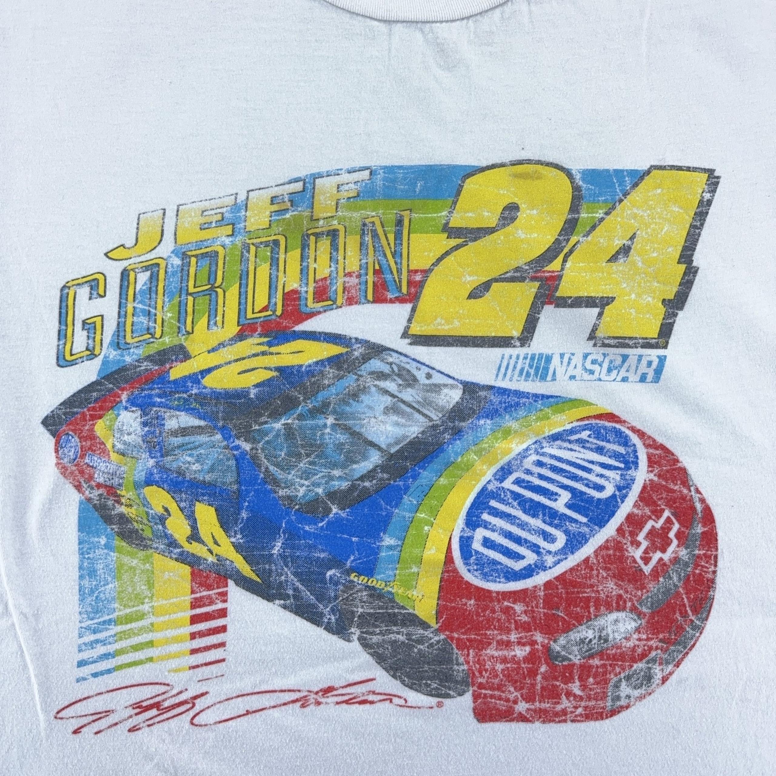 Jeff Gordon Shirt Mens Large White NASCAR Racing 24 Dupont Rainbow vintage