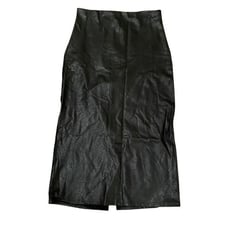 Commando Womens Faux Leather Midi Skirt L Black Pencil High Waisted Vamp Dom