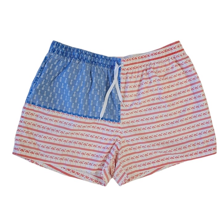 Chubbies Mens XXL Blue Pineapple & Red Flamingo Swim Trunks fourth of July