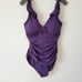 NEW Lauren Ralph Lauren Swimsuit One Piece Slimming Purple Eggplant Ruffle 16 XL
