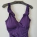 NEW Lauren Ralph Lauren Swimsuit One Piece Slimming Purple Eggplant Ruffle 16 XL