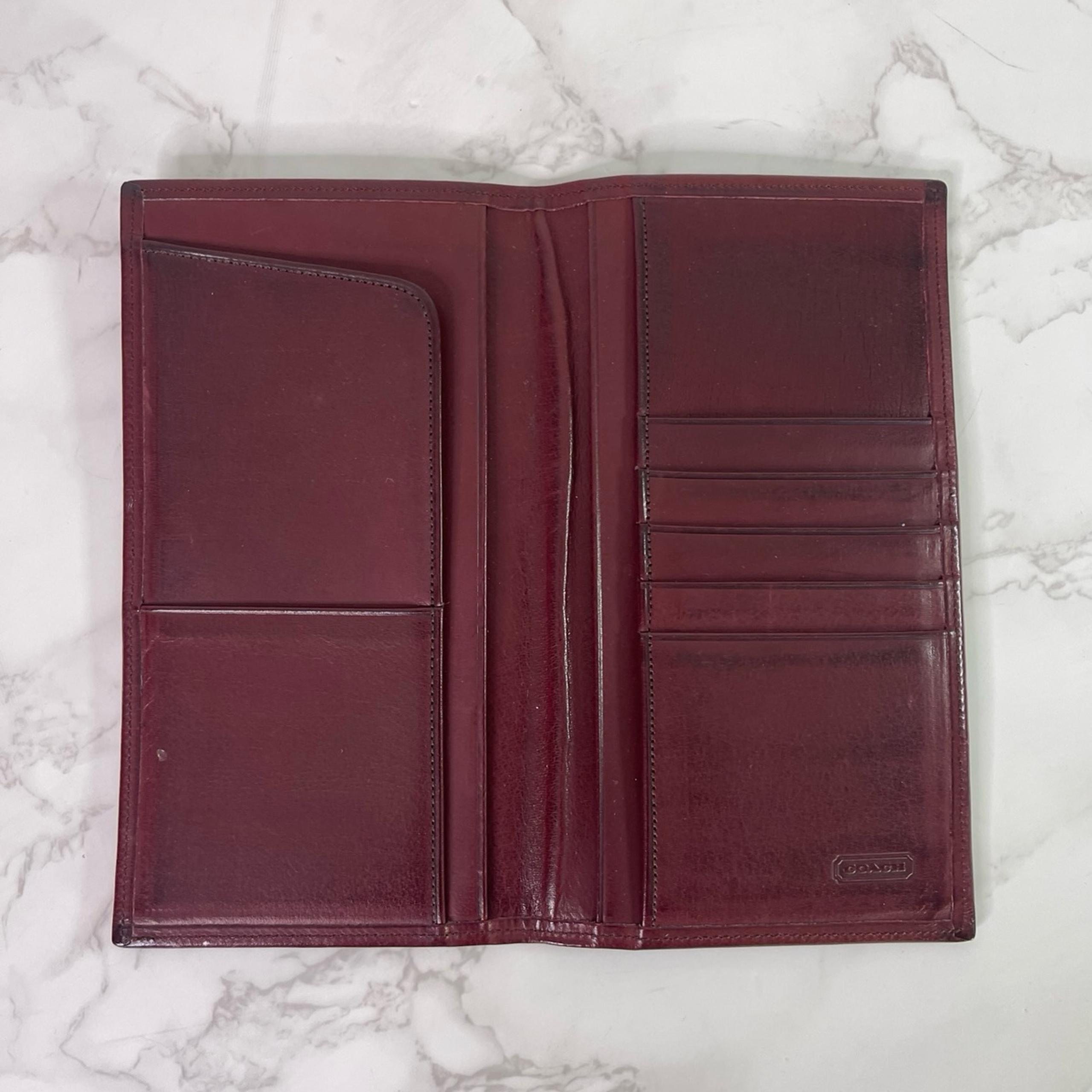 Vintage Coach Travel Wallet in Red Water Buffalo Leather