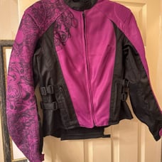 Speed and strength, ladies purple, magenta & black motorcycle jacket size small