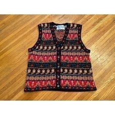 Signatures by Northern Isles Petites Vintage Hand Embroidered Sweater Vest