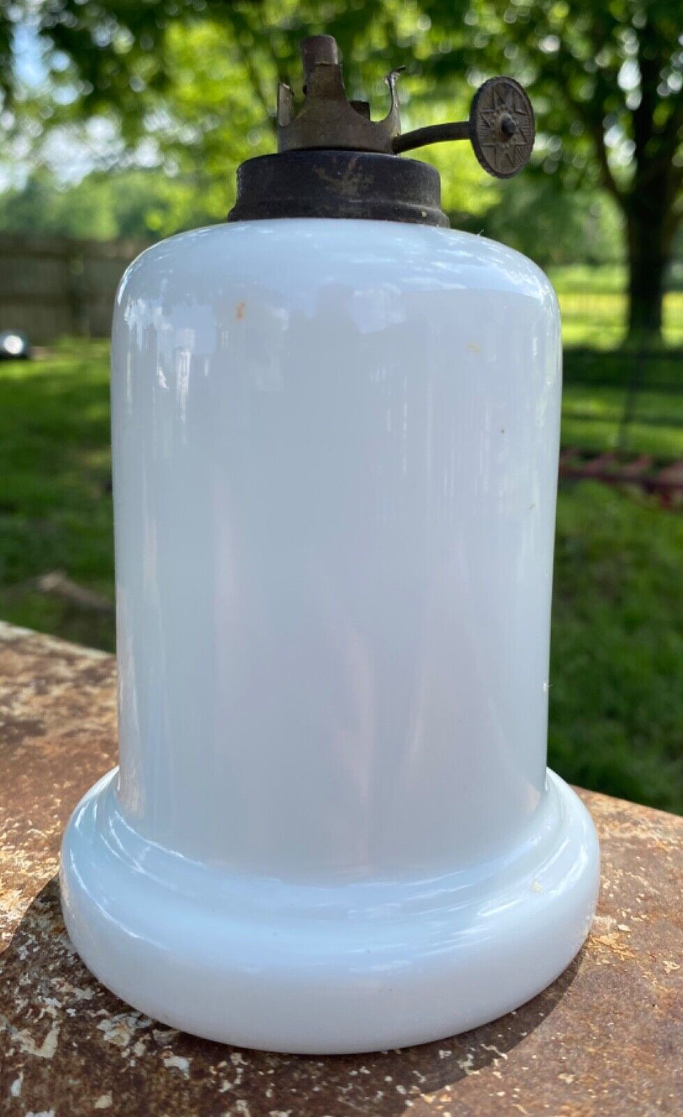 White, Milk Glass, Miniature Oil Lamp, Good Condition