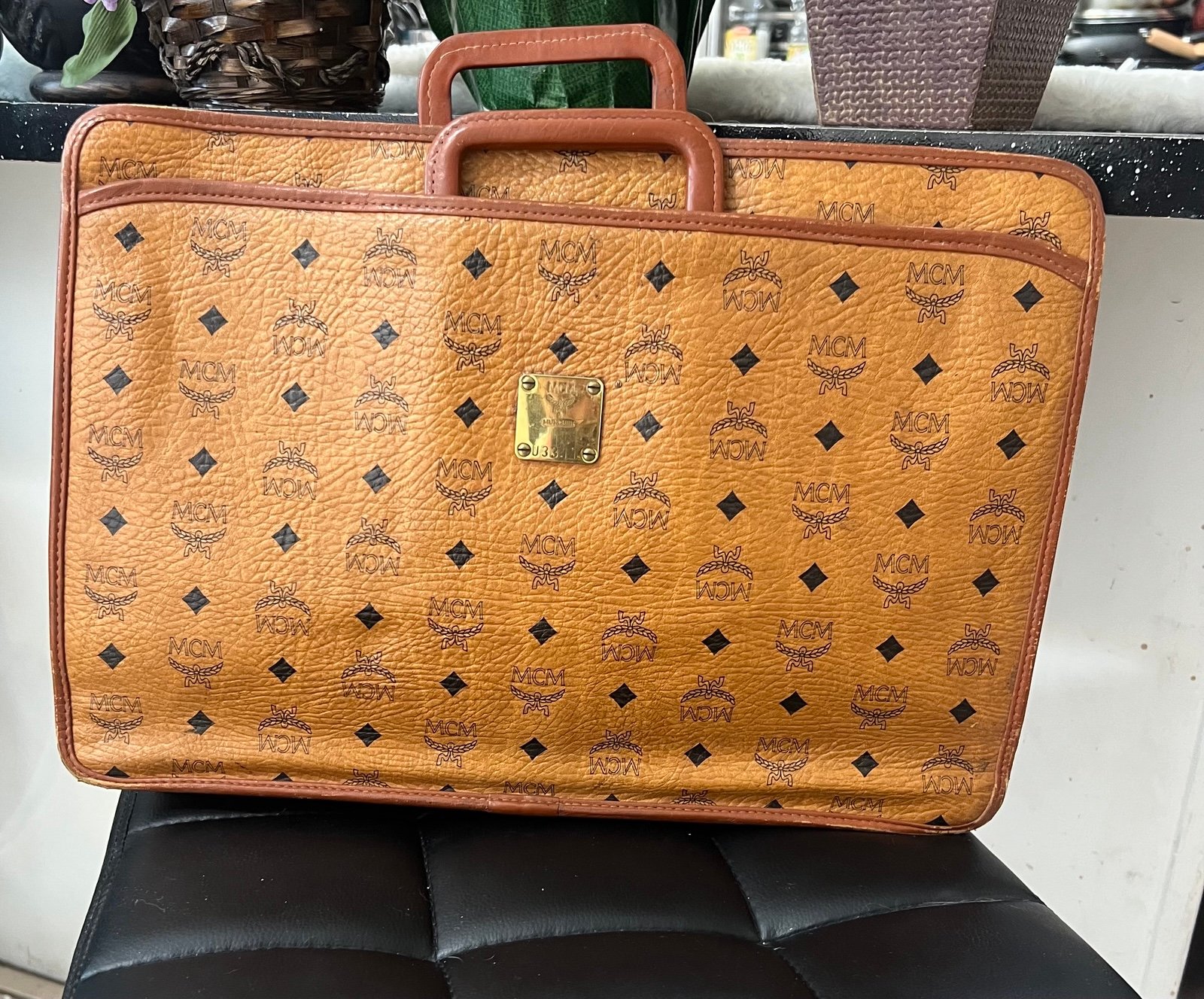 MCM COGNAC BRIEFCASE