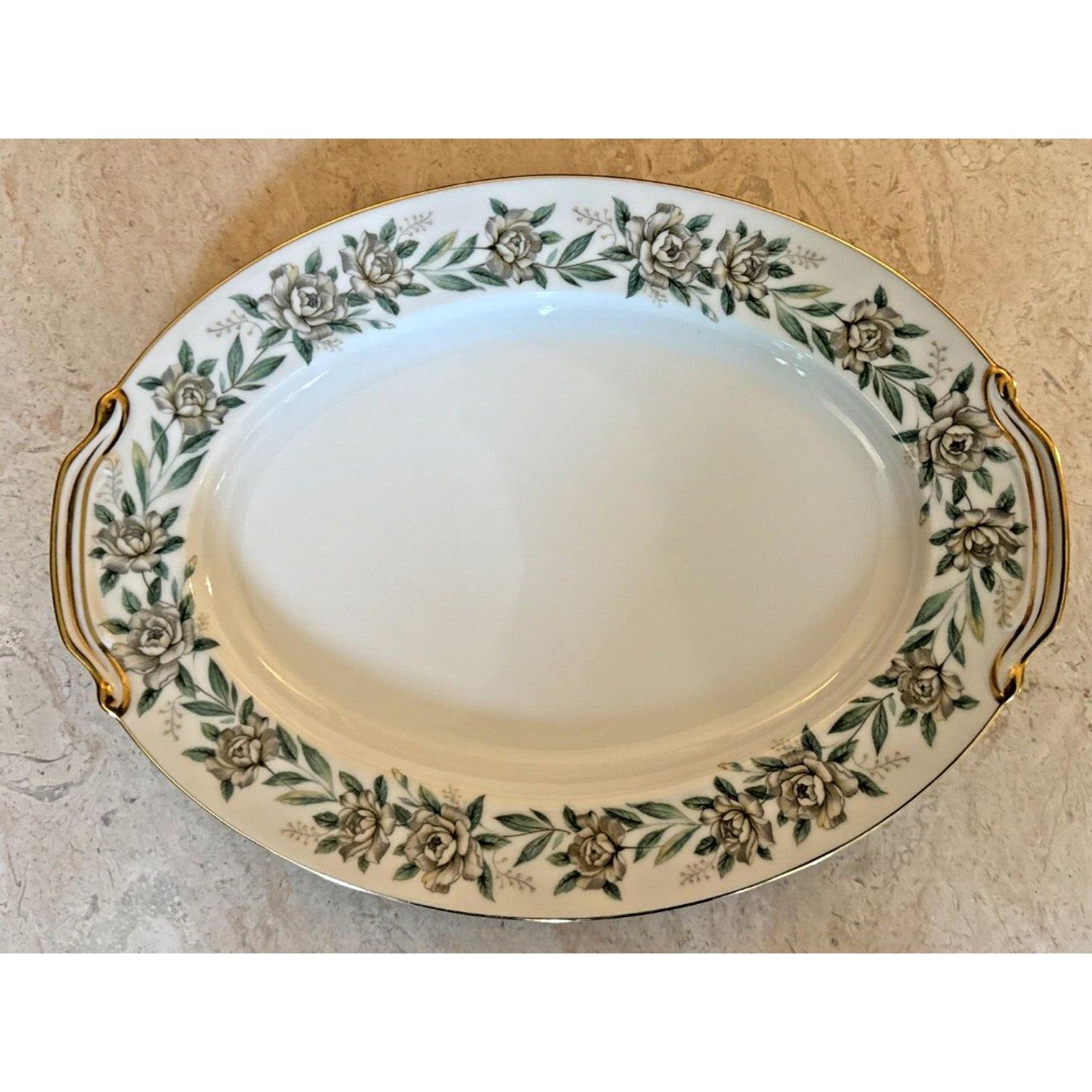 Vintage NORITAKE Serving Platter 11 3/4” White and Yellow Roses 1950s  N520 EUC
