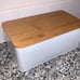 White Bread Box For Kitchen Countertop - Bread Box With Bamboo Wood Cutting Boar