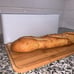 White Bread Box For Kitchen Countertop - Bread Box With Bamboo Wood Cutting Boar