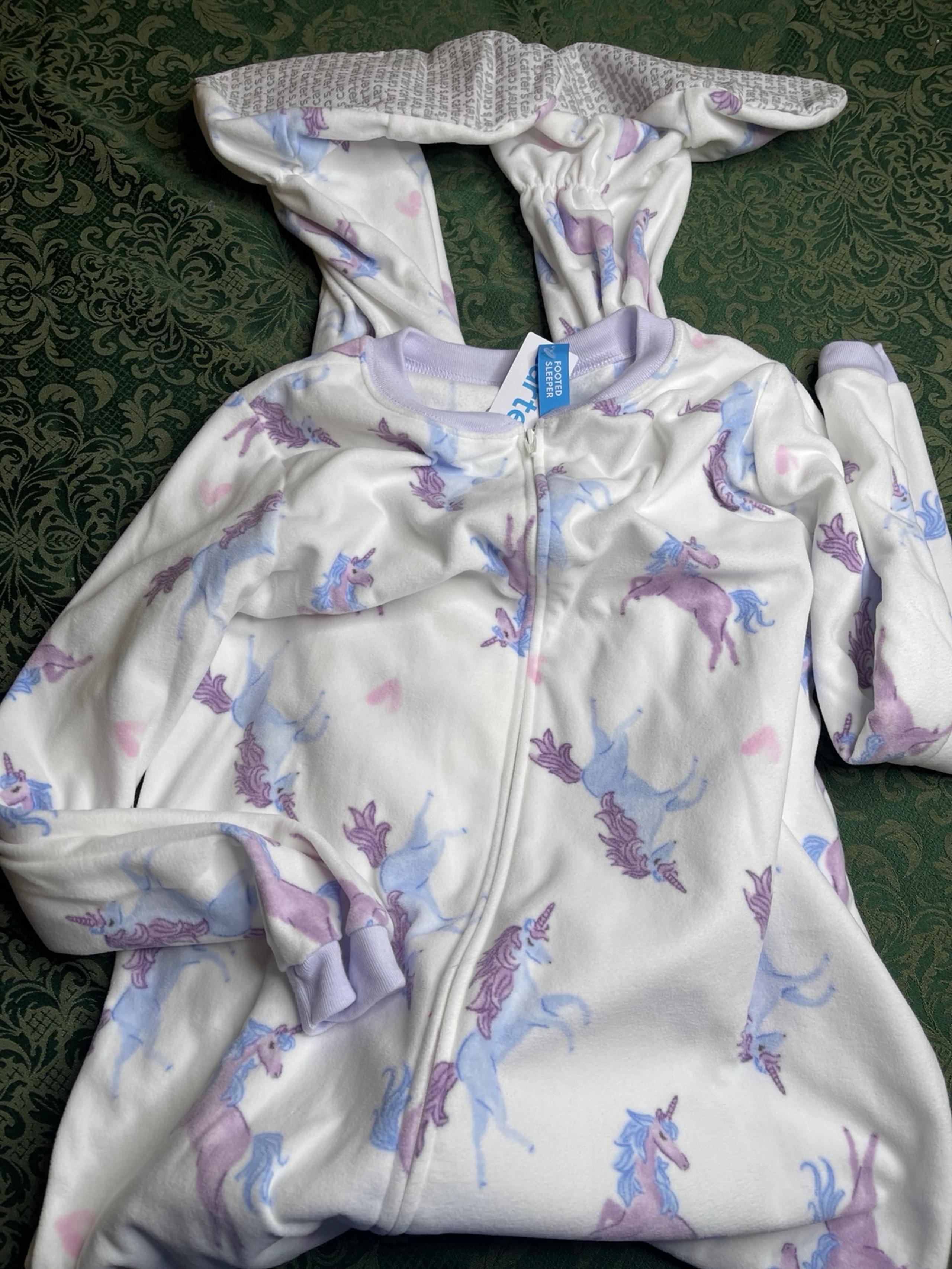 NWT  4 unicorn horses footie carters feet pajamas sleeper purple blue winter xma