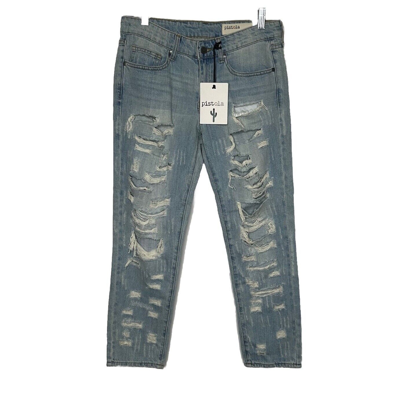 NWT Pistola Mid Rise Distressed Denim Jeans Slim Fit Women's Surf Side Size 27