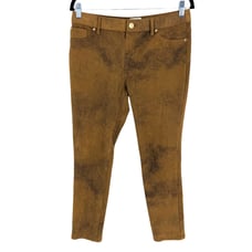 Chico's Faux-Suede Worn Luggage Slim Ankle Pants Carmel Mottled Brown Size 0P