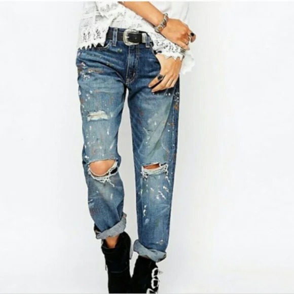 Denim & Supply Ralph Lauren Boyfriend Jean Paint Splatter size 28