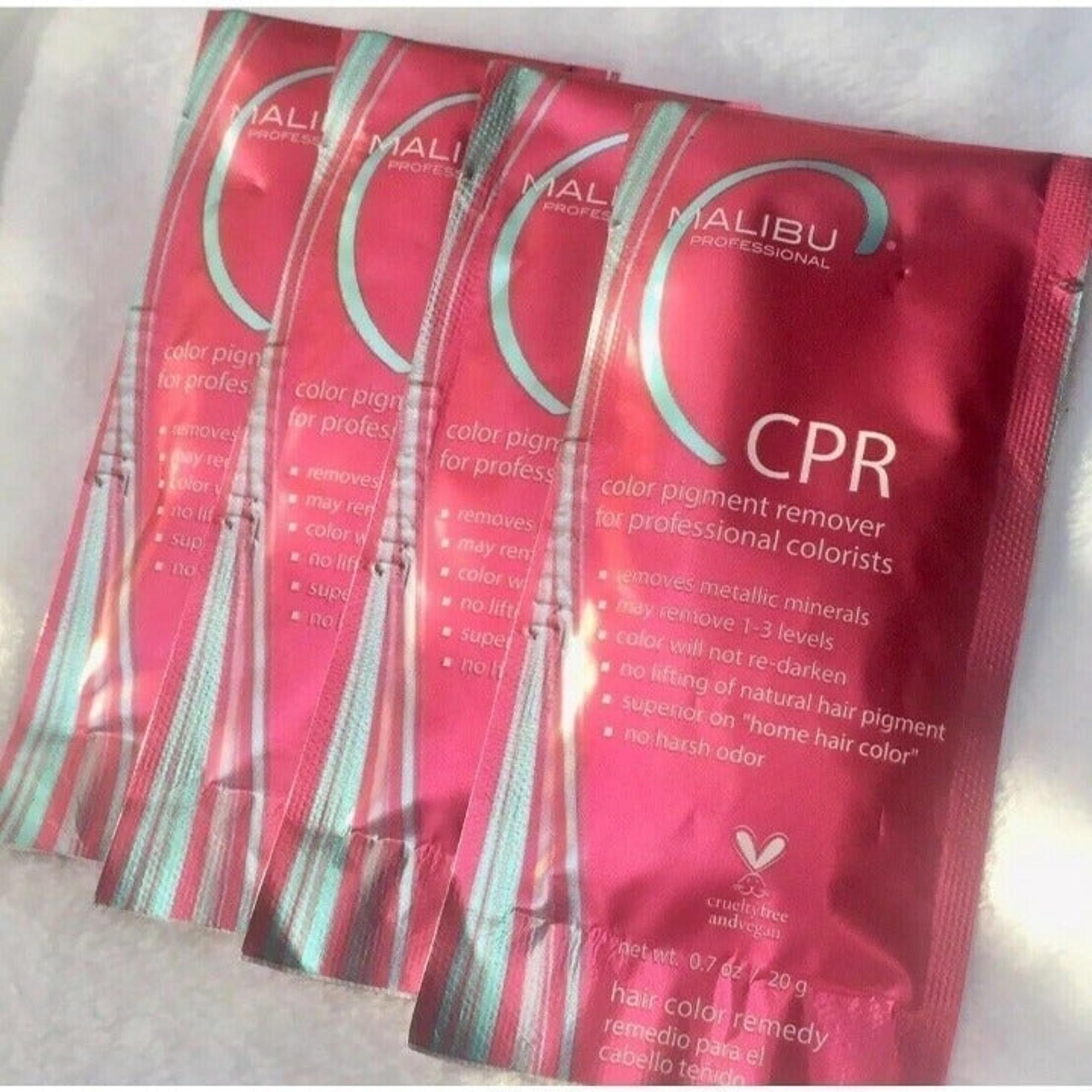 4 Malibu CPR Color and Stain Remover with 4 Processing Caps Home Fix Hair DIY