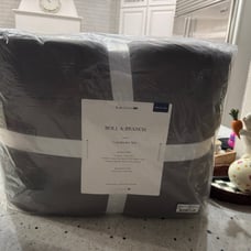 Boll & Branch Signature Organic Cotton Comforter 3pc Set. K/CK - Stone - BNIP