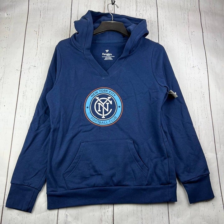 New York City FC MLS Medium Fanatics Pullover Hoodie Jacket Blue New Women