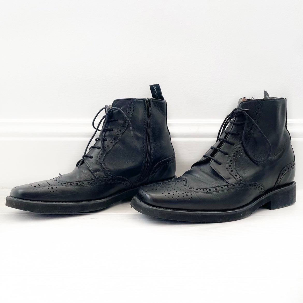Prada Lace Up Ankle Wingtip Boots