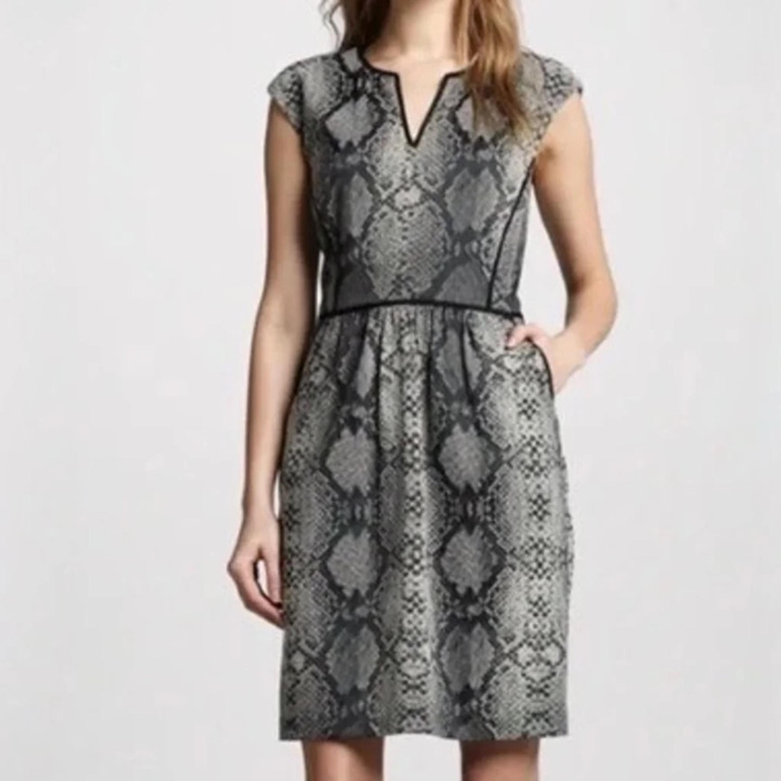 Rebecca Taylor Animal Print Dress Black/Gray Sheath Cocktail Party 2 XS