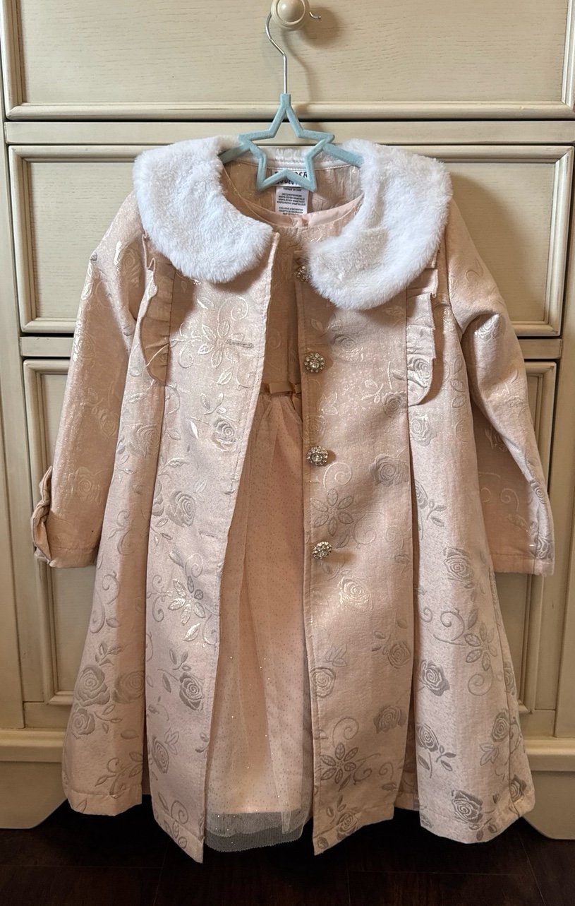 Girls Pink Winter Holiday Dress and Jacket set  - size 6