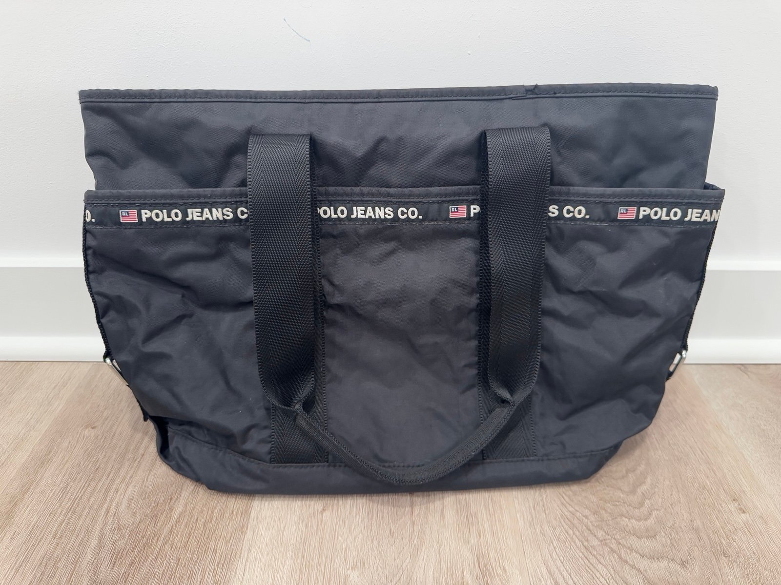 Free shipping! Polo Sport Ralph Lauren Vintage 90s Black Nylon bag, tote