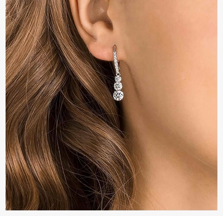 Swarovski NEW Stilla Attract hoop earrings Round cut, White, Rhodium plated
