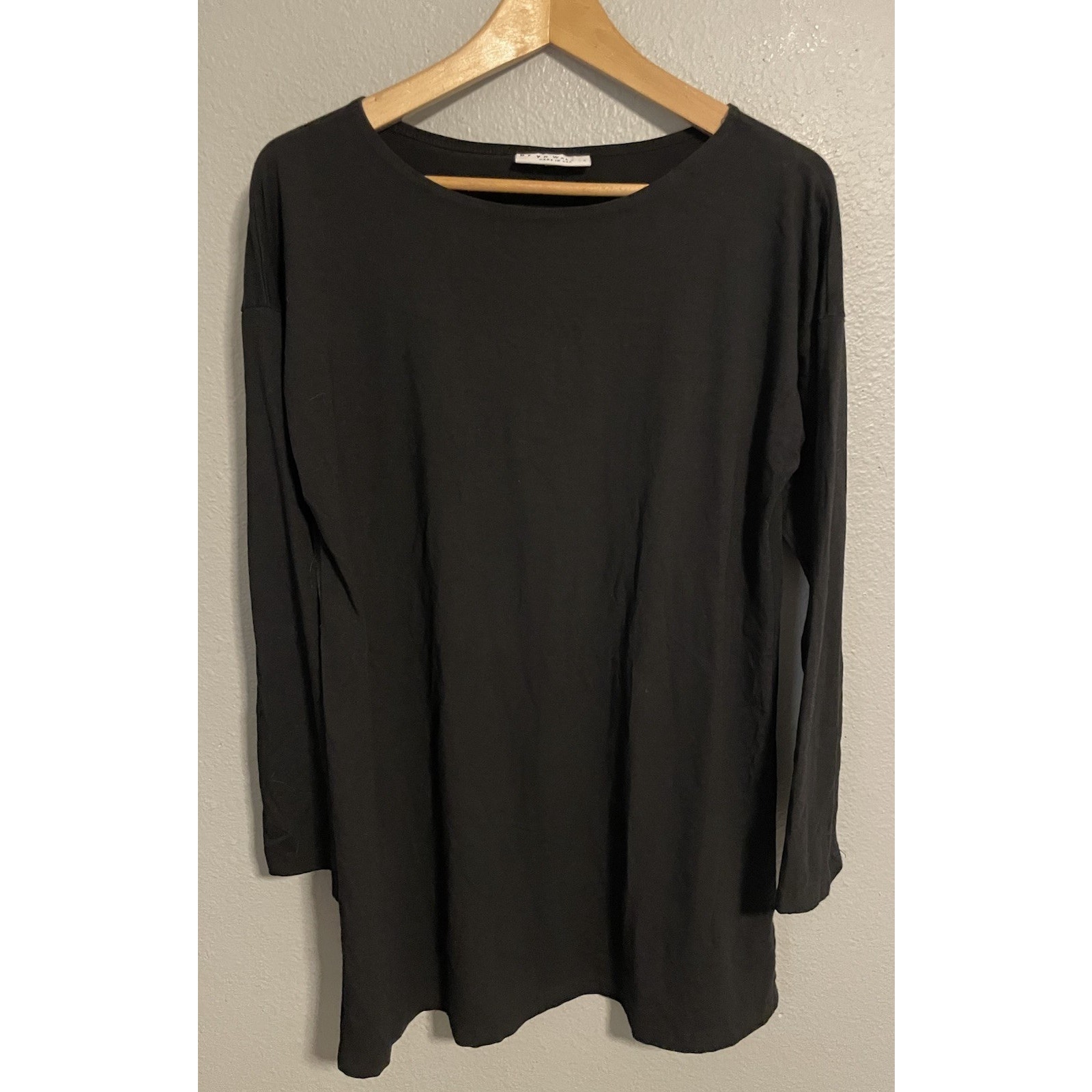 Bryn Walker Womens Tunic Small Black Bamboo Organic Cotton Blend Stretch Modern