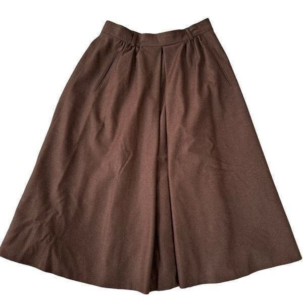 Mettez Paris vintage 100% virgin wool brown midi skater skirts size 12