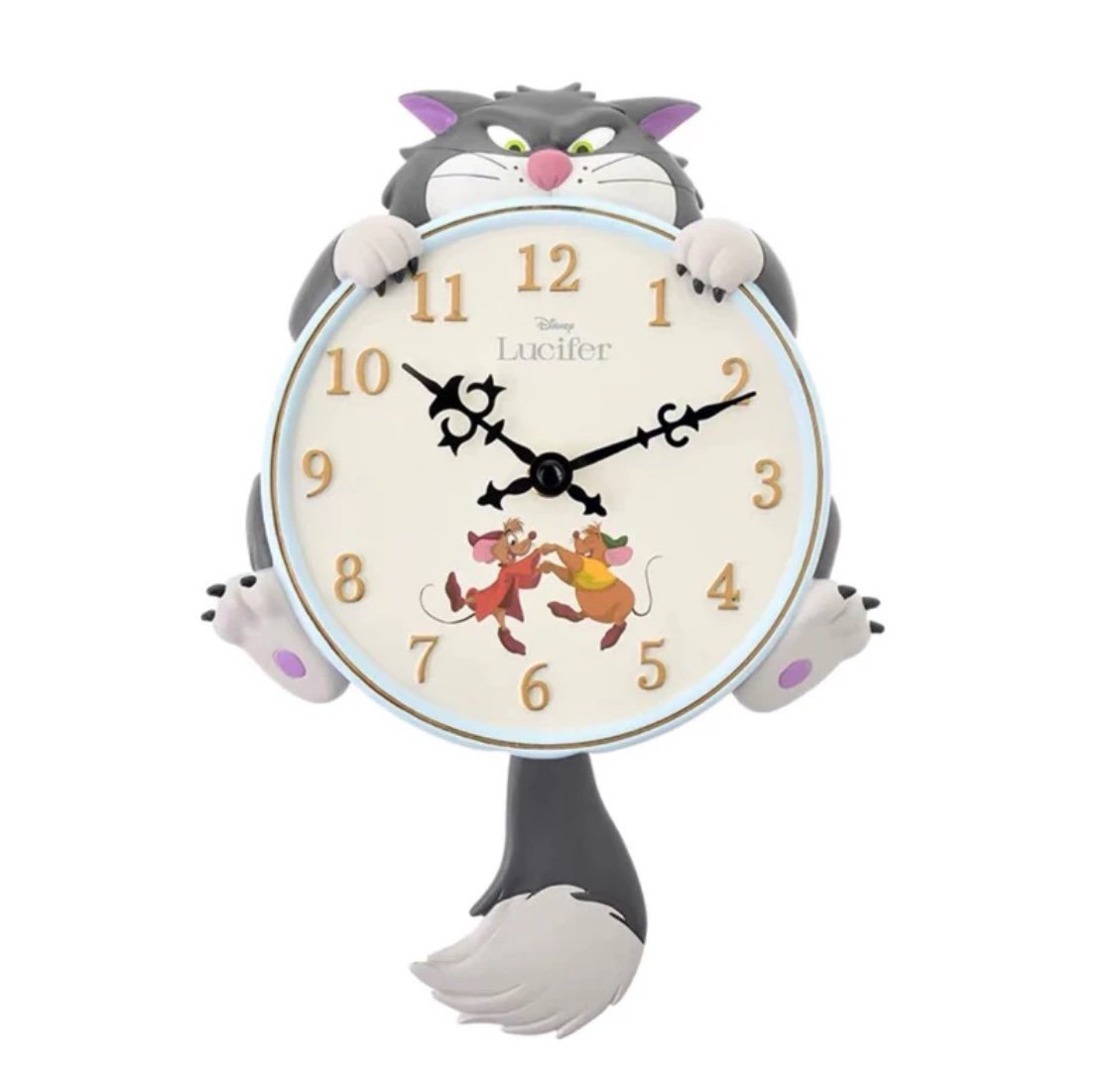 Disney Store Limited Japan CAT DAY 2024 Lucifer Wall Clock Cinderella Jaq Gus